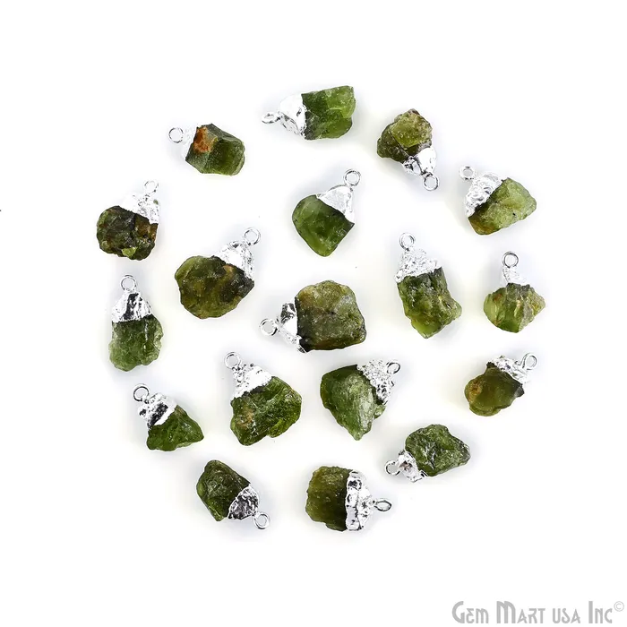 Rings GemmartUSA Rough Peridot Gemstone 21x14mm Organic Silver Edged Connector Rings GemmartUSA Rough Peridot Gemstone 21x14mm Organic Silver Edged Connector