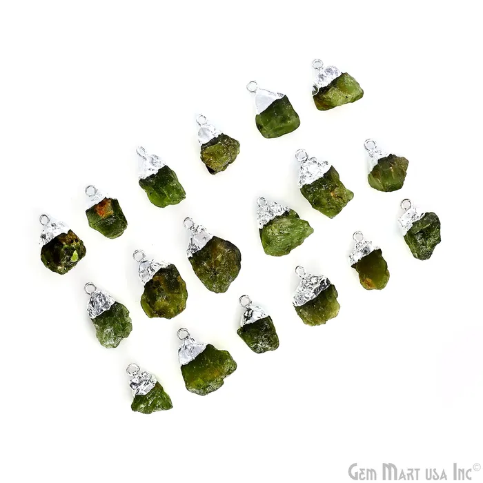 Rings GemmartUSA Rough Peridot Gemstone 21x14mm Organic Silver Edged Connector Rings GemmartUSA Rough Peridot Gemstone 21x14mm Organic Silver Edged Connector