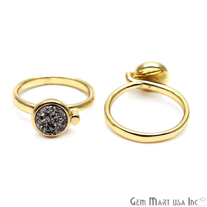 Rings GemMartUSA Round Druzy 8mm Gold Black Plated Adjustable Ring Choose Your Color CHPR Rings GemMartUSA Round Druzy 8mm Gold Black Plated Adjustable Ring Choose Your Color CHPR