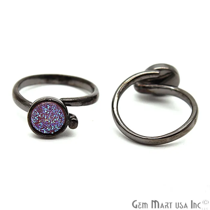 Rings GemMartUSA Round Druzy 8mm Gold Black Plated Adjustable Ring Choose Your Color CHPR
