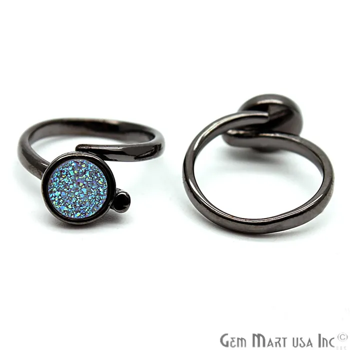 Rings GemMartUSA Round Druzy 8mm Gold Black Plated Adjustable Ring Choose Your Color CHPR