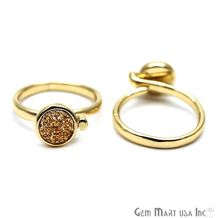 Rings GemMartUSA Round Druzy 8mm Gold Black Plated Adjustable Ring Choose Your Color CHPR