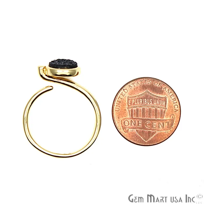 Rings GemMartUSA Round Druzy 8mm Gold Black Plated Adjustable Ring Choose Your Color CHPR