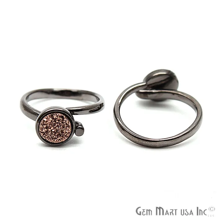 Rings GemMartUSA Round Druzy 8mm Gold Black Plated Adjustable Ring Choose Your Color CHPR