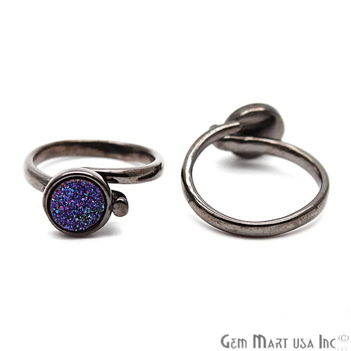 Rings GemMartUSA Round Druzy 8mm Gold Black Plated Adjustable Ring Choose Your Color CHPR