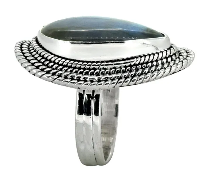 Rings Genuine Labradorite Solid 925 Sterling Silver Ring Jewelry YoTreasure