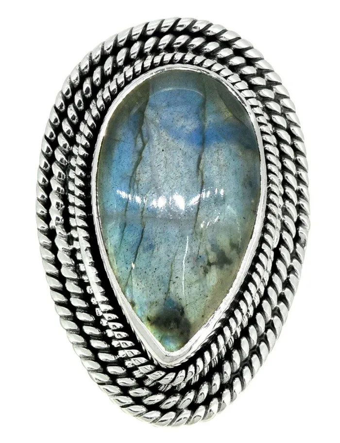 Rings Genuine Labradorite Solid 925 Sterling Silver Ring Jewelry YoTreasure