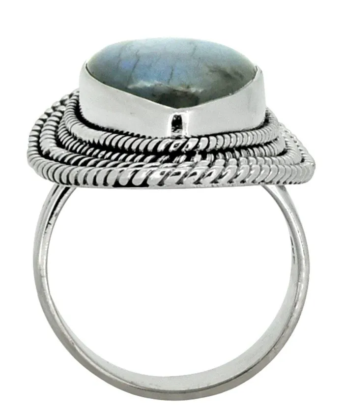 Rings Genuine Labradorite Solid 925 Sterling Silver Ring Jewelry YoTreasure