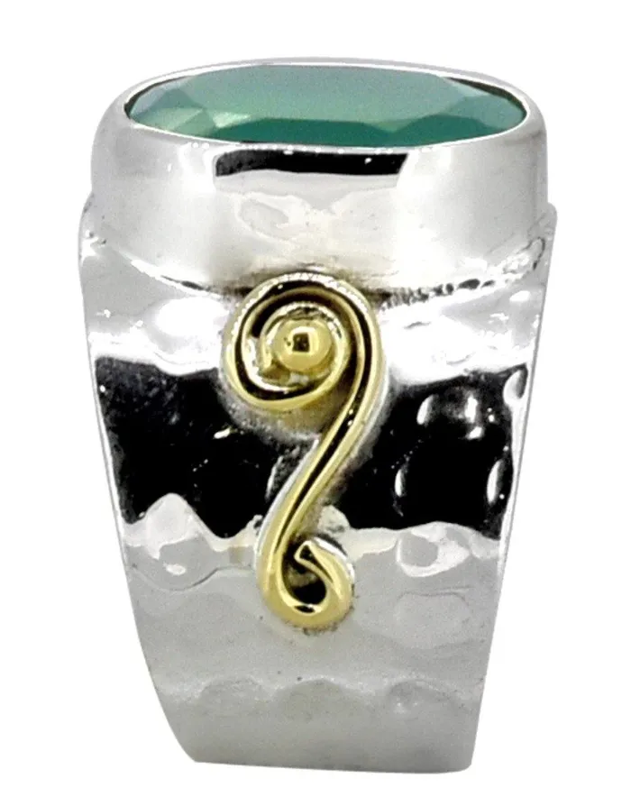Rings Green Onyx Ring 925 Sterling Silver Brass Designer Jewelry YoTreasure