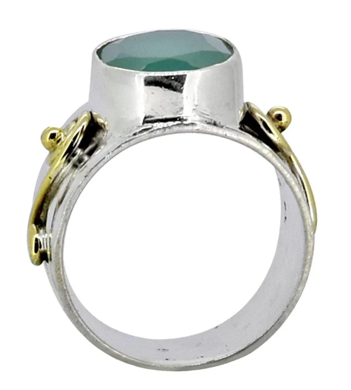 Rings Green Onyx Ring 925 Sterling Silver Brass Designer Jewelry YoTreasure