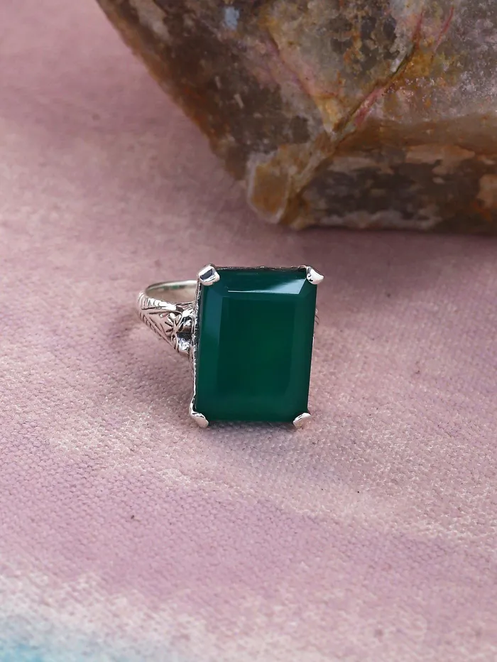 Rings Green Onyx Solid 925 Sterling Silver Gemstone Ring Jewelry YoTreasure Rings Green Onyx Solid 925 Sterling Silver Gemstone Ring Jewelry YoTreasure