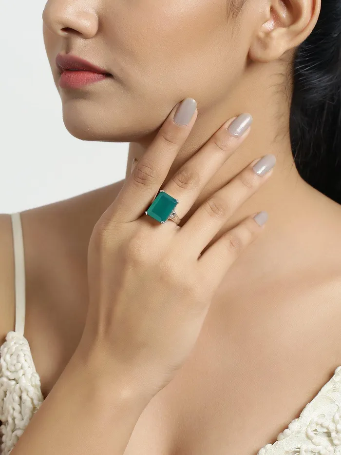 Rings Green Onyx Solid 925 Sterling Silver Gemstone Ring Jewelry YoTreasure