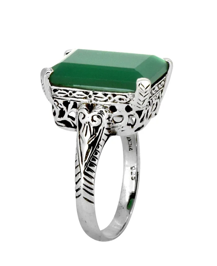 Rings Green Onyx Solid 925 Sterling Silver Gemstone Ring Jewelry YoTreasure