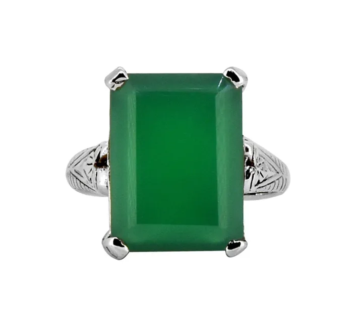 Rings Green Onyx Solid 925 Sterling Silver Gemstone Ring Jewelry YoTreasure