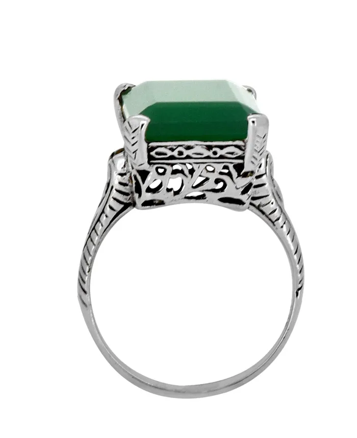 Rings Green Onyx Solid 925 Sterling Silver Gemstone Ring Jewelry YoTreasure