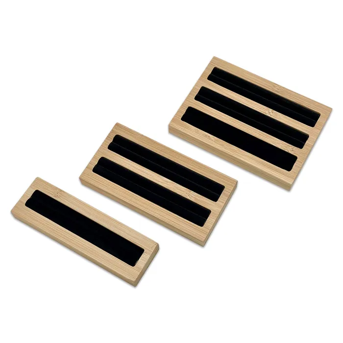 Rings JPIDisplay 5 34 x 3 Wood Black Velvet 2 Row Ring Display Stand Rings JPIDisplay 5 34 x 3 Wood Black Velvet 2 Row Ring Display Stand
