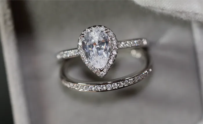 Rings Lab Diamonds London Engagement Ring Set Womens Wedding Ring Set Pear Cut Diamond Ring Teardrop Ring Womens Diamond Wedding Ring Set Womens Wedding Ring