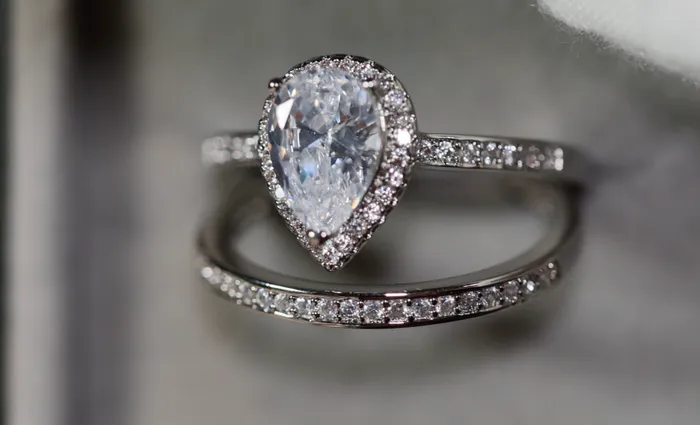 Rings Lab Diamonds London Engagement Ring Set Womens Wedding Ring Set Pear Cut Diamond Ring Teardrop Ring Womens Diamond Wedding Ring Set Womens Wedding Ring