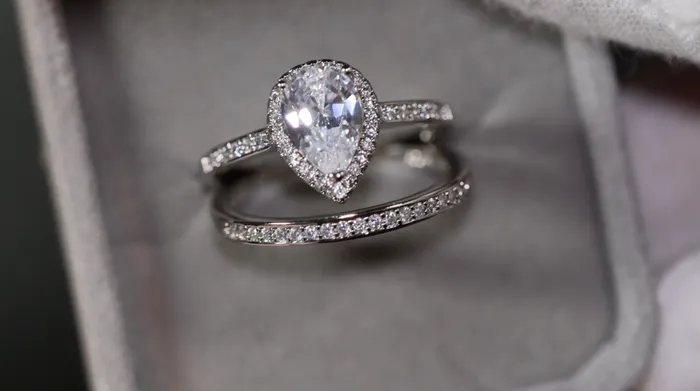 Rings Lab Diamonds London Engagement Ring Set Womens Wedding Ring Set Pear Cut Diamond Ring Teardrop Ring Womens Diamond Wedding Ring Set Womens Wedding Ring