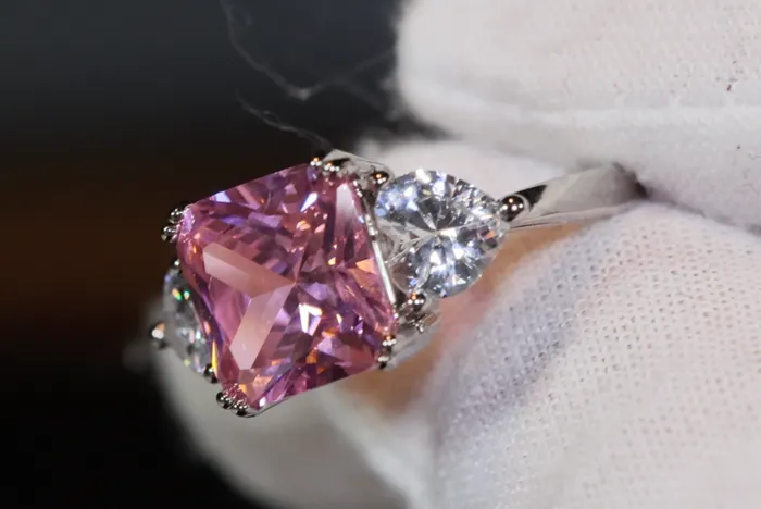Rings Lab Diamonds London Three Stone Ring Pink Diamond Ring Womens Engagement Ring Engagement Rings Womens Rings Emerald Engagement Ring
