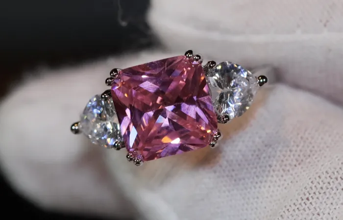 Rings Lab Diamonds London Three Stone Ring Pink Diamond Ring Womens Engagement Ring Engagement Rings Womens Rings Emerald Engagement Ring