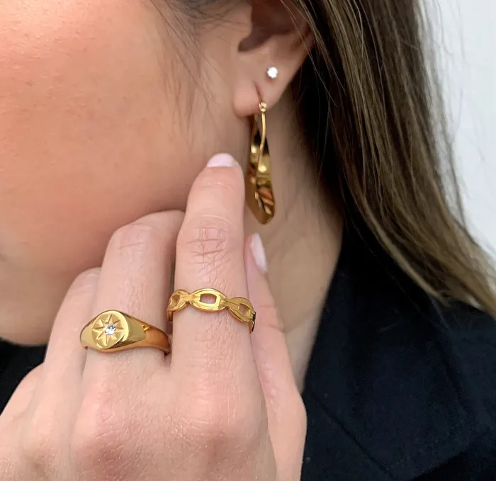 Rings Mai Dsire DYLAN GOLD CHAIN LINK STACKABLE RING