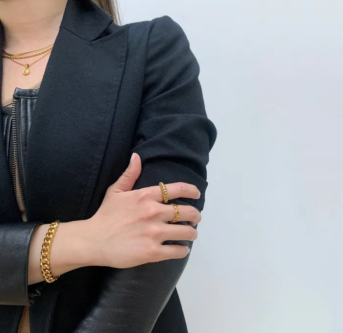 Rings Mai Dsire DYLAN GOLD CHAIN LINK STACKABLE RING