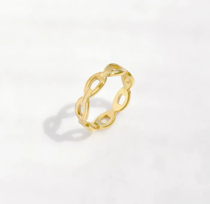 Rings Mai Dsire DYLAN GOLD CHAIN LINK STACKABLE RING