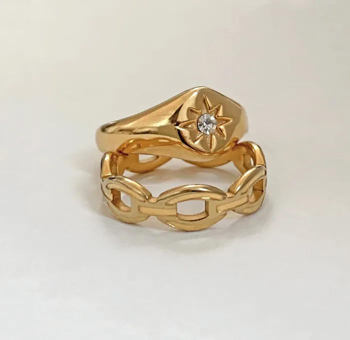 Rings Mai Dsire DYLAN GOLD CHAIN LINK STACKABLE RING