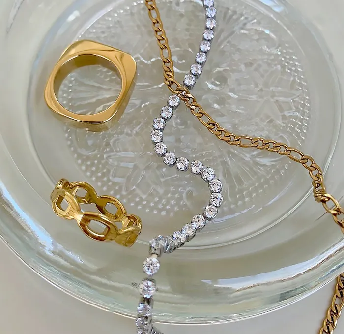Rings Mai Dsire DYLAN GOLD CHAIN LINK STACKABLE RING