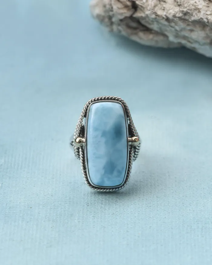 Rings Natural Larimar Solid 925 Sterling Silver Brass Statement Ring Genuine Gemstone Jewelry YoTreasure Rings Natural Larimar Solid 925 Sterling Silver Brass Statement Ring Genuine Gemstone Jewelry YoTreasure