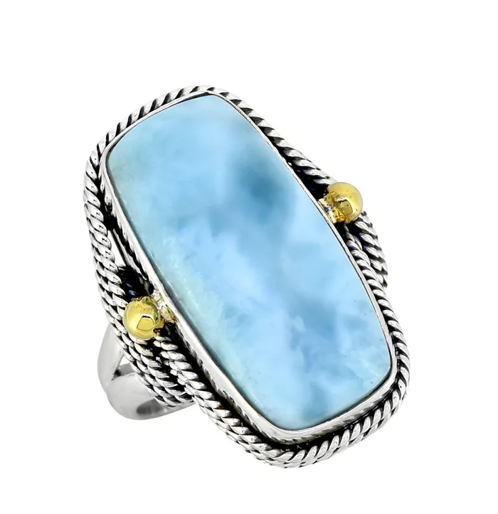 Rings Natural Larimar Solid 925 Sterling Silver Brass Statement Ring Genuine Gemstone Jewelry YoTreasure Rings Natural Larimar Solid 925 Sterling Silver Brass Statement Ring Genuine Gemstone Jewelry YoTreasure