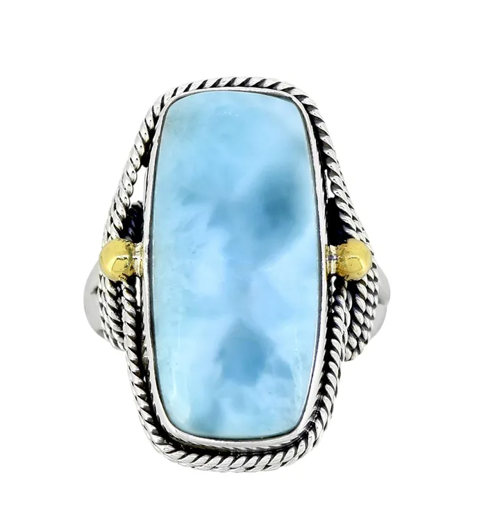 Rings Natural Larimar Solid 925 Sterling Silver Brass Statement Ring Genuine Gemstone Jewelry YoTreasure Rings Natural Larimar Solid 925 Sterling Silver Brass Statement Ring Genuine Gemstone Jewelry YoTreasure