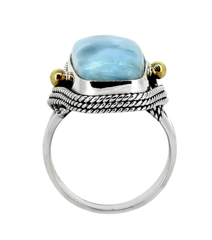 Rings Natural Larimar Solid 925 Sterling Silver Brass Statement Ring Genuine Gemstone Jewelry YoTreasure Rings Natural Larimar Solid 925 Sterling Silver Brass Statement Ring Genuine Gemstone Jewelry YoTreasure