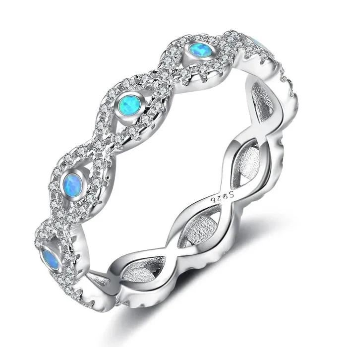 Rings Personalized Jewel Infinity Love Soild 925 Sterling Silver Ring Blue Opal Stone Elegant Wedding Jewelry Gifts For Women Rings Personalized Jewel Infinity Love Soild 925 Sterling Silver Ring Blue Opal Stone Elegant Wedding Jewelry Gifts For Women