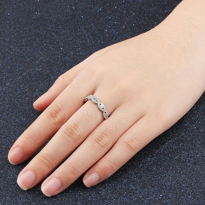 Rings Personalized Jewel Infinity Love Soild 925 Sterling Silver Ring Blue Opal Stone Elegant Wedding Jewelry Gifts For Women