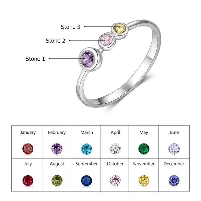 Rings Personalized Mothers Ring Three Custom Birthstones Customized Gifts for Mother Daughter or BFF customjewelryan