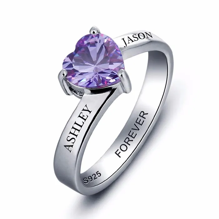 Rings Personalized Womens 925 Sterling Silver Ring Heart Birthstone Customize Couple Name Best Jewelry Gift customjewelryan Rings Personalized Womens 925 Sterling Silver Ring Heart Birthstone Customize Couple Name Best Jewelry Gift customjewelryan