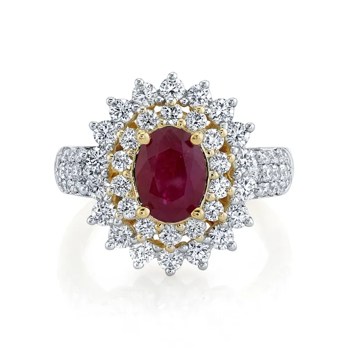 Rings TVON 14K 198ct Oval Burma Ruby 179cttw VS White Diamond Ring