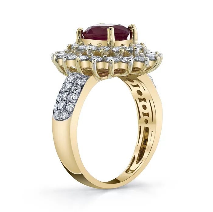 Rings TVON 14K 198ct Oval Burma Ruby 179cttw VS White Diamond Ring