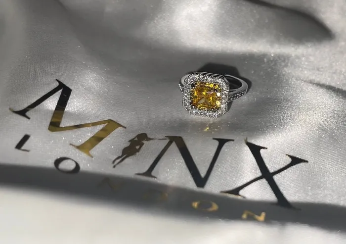 Rings Yellow Diamond Ring Yellow Diamond Engagement Rings Canary Yellow Diamond Ring Baguette Ring Womens Engagement Ring Halo Ring Minx London