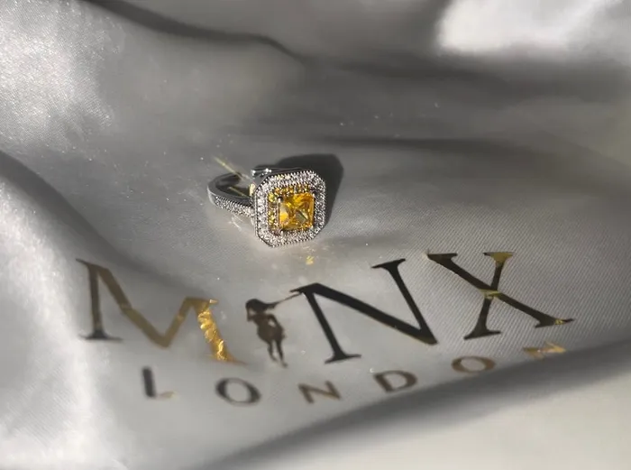 Rings Yellow Diamond Ring Yellow Diamond Engagement Rings Canary Yellow Diamond Ring Baguette Ring Womens Engagement Ring Halo Ring Minx London