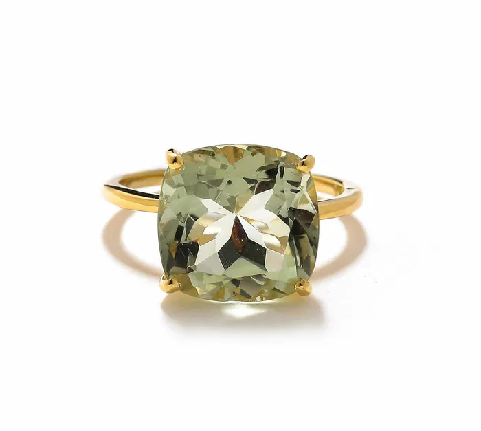 Rings YoTreasure 585 Ct Green Amethyst Solid 10k Yellow Gold Ring Jewelry