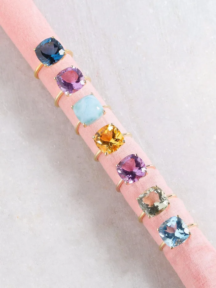 Rings YoTreasure 585 Ct Green Amethyst Solid 10k Yellow Gold Ring Jewelry