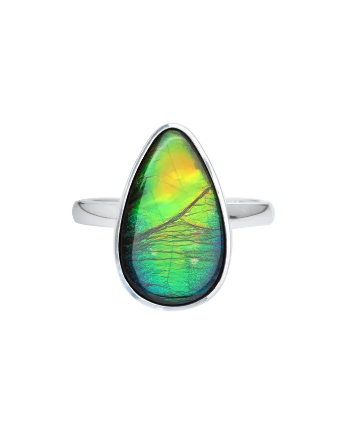 Rings YoTreasure 9 Ct Ammolite Ring Solid 925 Sterling Silver Bold Jewelry Rings YoTreasure 9 Ct Ammolite Ring Solid 925 Sterling Silver Bold Jewelry