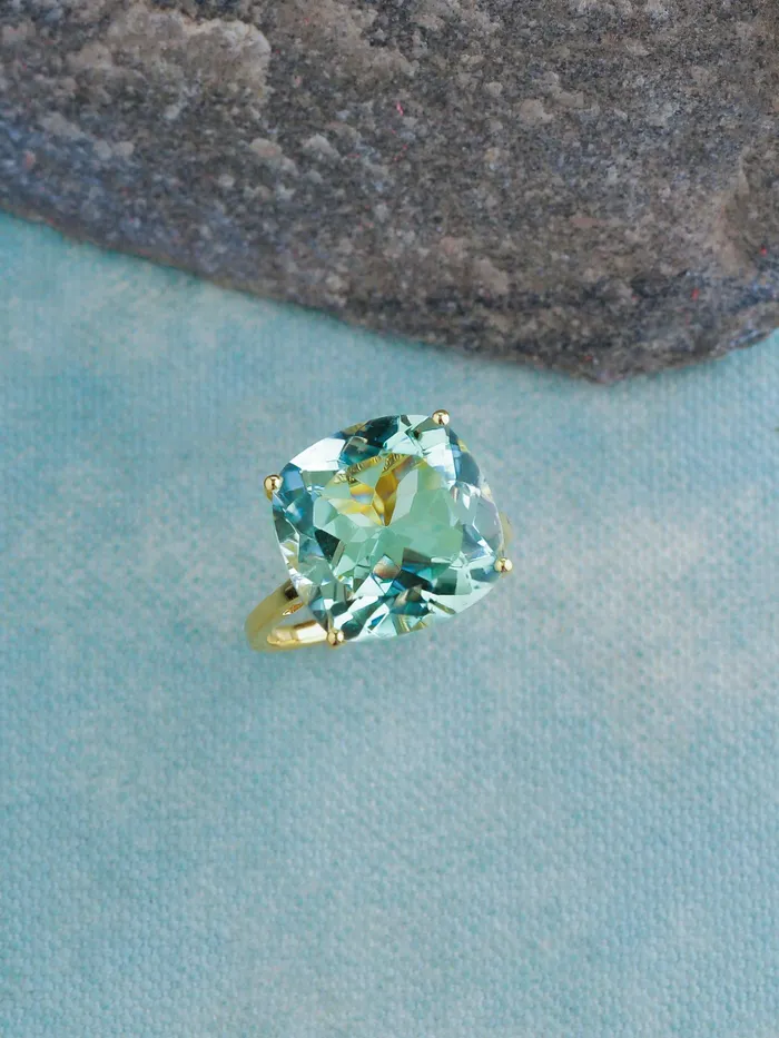 Rings YoTreasure Green Amethyst Solid 925 Sterling Silver Gold Plated Statement Ring Jewelry Rings YoTreasure Green Amethyst Solid 925 Sterling Silver Gold Plated Statement Ring Jewelry