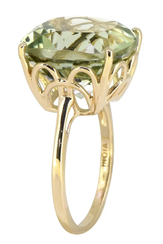 Rings YoTreasure Green Amethyst Solid 925 Sterling Silver Gold Plated Statement Ring Jewelry Rings YoTreasure Green Amethyst Solid 925 Sterling Silver Gold Plated Statement Ring Jewelry