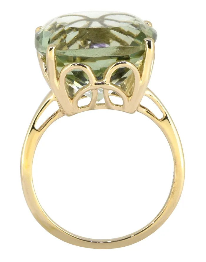 Rings YoTreasure Green Amethyst Solid 925 Sterling Silver Gold Plated Statement Ring Jewelry Rings YoTreasure Green Amethyst Solid 925 Sterling Silver Gold Plated Statement Ring Jewelry