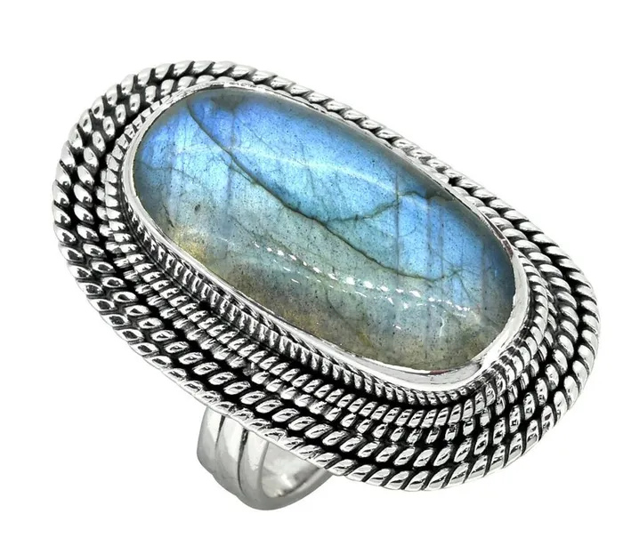 Rings YoTreasure Labradorite Ring Solid 925 Sterling Silver Jewelry