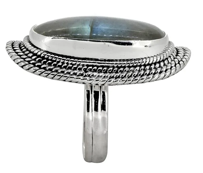 Rings YoTreasure Labradorite Ring Solid 925 Sterling Silver Jewelry